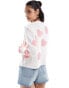 Фото #4 товара Miss Selfridge textured heart cardigan in cream with pink hearts