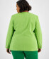 Plus Size Bi-Stretch Collarless One-Button Blazer, Created for Macy's