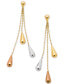 ფოტო #4 პროდუქტის Tri-Gold Linear Drop Earrings in 14k Gold, White Gold and Rose Gold, 2 inch