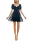 Фото #1 товара Juniors' Clip-Dot Short-Sleeve Woven Fit & Flare Dress