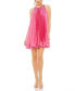 ფოტო #4 პროდუქტის Women's Pleated Halter Neck Flowy Mini Trapeze Dress