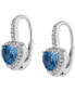 ფოტო #3 პროდუქტის Cubic Zirconia Heart Halo Leverback Earrings in Sterling Silver, Created for Macy's