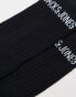 Jack & Jones 5 pack ribbed logo socks in black