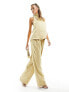 Flounce London satin floaty trousers in gold co-ord