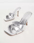 Фото #4 товара ASOS DESIGN Wide Fit Nichols high heeled mules In silver