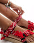 Arizona Loves Trekky raffia bandana print sandals in red