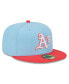 Фото #4 товара Men's Light Blue, Red Oakland Athletics Spring Color Two-Tone 59FIFTY Fitted Hat