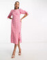 Фото #6 товара Nobody's Child Esme tie sleeve midi dress in pink and red gingham