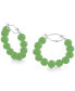 ფოტო #1 პროდუქტის Dyed Green Jade Bead Small Hoop Earrings in Sterling Silver
