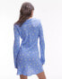 Topshop slash neck bias mini tea dress in blue