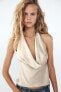 DRAPED SATIN HALTER TOP