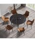 Black Round Dining Table-Modern Artificial Stone, 6-Person Capacity