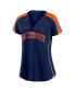 Фото #3 товара Women's Navy and Orange Detroit Tigers True Classic League Diva Pinstripe Raglan V-Neck T-shirt