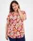 Plus Size Glorious Garden Scoop-Neck Top, Created for Macy's