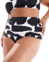 ASOS DESIGN Curve Sheri high waist bikini bottom in mono abstract