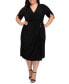 ფოტო #1 პროდუქტის Women's Plus Size Eden Midi Faux Wrap Dress with Draped Sleeves