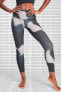 Yoga 7/8 High Rise Leggings Yüksek Belli Dijital Baskı Toparlayıcı Tayt Siyah Batik
