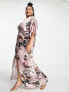 Hope & Ivy Plus kimono sleeve satin maxi dress in mauve