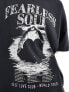 Фото #3 товара ONLY oversized fearless soul graphic t-shirt in wash black