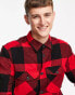 Only & Sons buffalo check overshirt in black and red