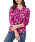 ფოტო #1 პროდუქტის Women's Printed Moss-Crepe 3/4-Sleeve Top