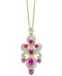Фото #1 товара Macy's ruby (1-3/8 ct. t.w.) & Diamond (1/4 ct. t.w.) 18" Pendant Necklace in 10k Gold