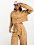 ASOS DESIGN cord cropped shirt in camel co-ord