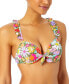 Фото #3 товара Women's Printed Ruffle-Strap Push Up Underwire Bikini Top, Created for Macy's