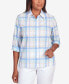 Фото #1 товара Petite Classic Pastels Cool Plaid Button Down Top