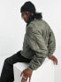 Reclaimed Vintage unisex MA1 jacket with faux fur trim in khaki