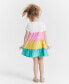 Фото #2 товара Toddler Girls Colorblocked Tiered Dress with Scrunchie, Created for Macy's