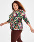 ფოტო #2 პროდუქტის Plus Size Printed 3/4-Sleeve Top, Created for Macy's