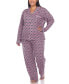 Фото #1 товара Plus Size 2 Piece Long Sleeve Heart Print Pajama Set