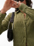 Topshop crinkle textured pocket shirt in olive