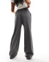 In The Style x Perrie Sian wide leg drawstring trouser in grey pinstripe 34 - фото #4