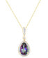 ფოტო #1 პროდუქტის Mystic Topaz (3 ct. tw.) & Diamond (1/20 ct. tw.) Pear Halo Pendant Necklace in 14k Gold, 16"+ 2" extender