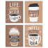 Фото #1 товара But First, Coffee Unframed Linen Paper Wall Art Set of 4 Artisms 8 x 10 inches