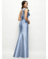Фото #2 товара Women's Deep V-back Satin Trumpet Dress with Cascading Bow at One Shoulder