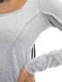 COLLUSION long sleeve top with square neck in grey marl