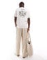 Selected Homme oversized t-shirt with tangier backprint in cream weiß-sand, M - фото #3