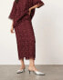 ASOS EDITION floral cutwork column midi skirt co-ord in burgundy