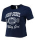 Фото #3 товара Women's Navy Distressed Penn State Nittany Lions Core Laurels Cropped T-shirt