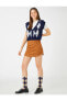 Фото #14 товара Юбка женская Koton Юбка Mini с высокой талией в виде замшевой асимметричной нарезки