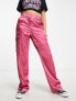 Фото #7 товара Miss Selfridge satin cargo trouser in dark pink