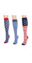 Unisex 3 Pack Nylon Compression Knee-High Socks, Red/White/Blue, One Size