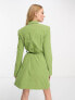 Vila tailored mini blazer dress with tie belt in olive green