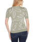 ფოტო #4 პროდუქტის Women's Floral Jacquard Short Sleeve Sweater