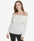 ფოტო #1 პროდუქტის Women's Ruched Off-The-Shoulder Long-Sleeve Top