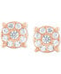 ფოტო #3 პროდუქტის Diamond Cluster Stud Earrings (1/4 ct. t.w.) in 14k Rose Gold