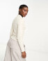 Monki long sleeve collar top in cream Бежевый, L - EU 46-48 - фото #4